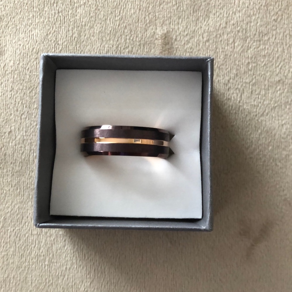 Rose Gold/Chocolate Brown Tungsten Men’s Ring